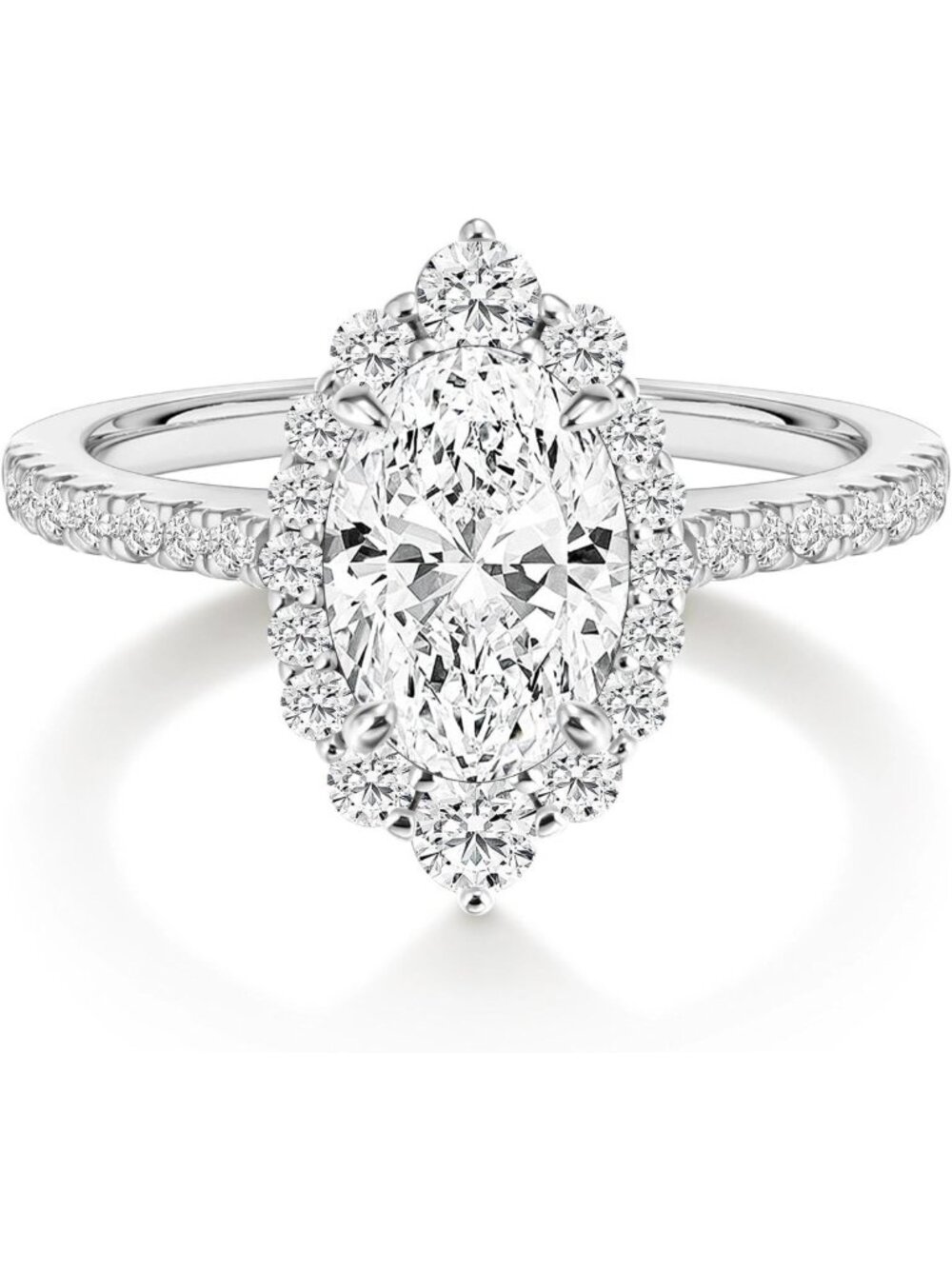 Stunning 3CT Oval Cut CZ Engagement Ring | Halo Wedding Band for Women
